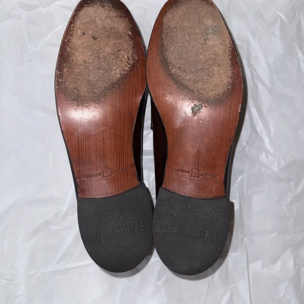 Florsheim Mens Burgundy Leather Kiltie Tassel Loafers Slip On Dress Shoes 9.5 D